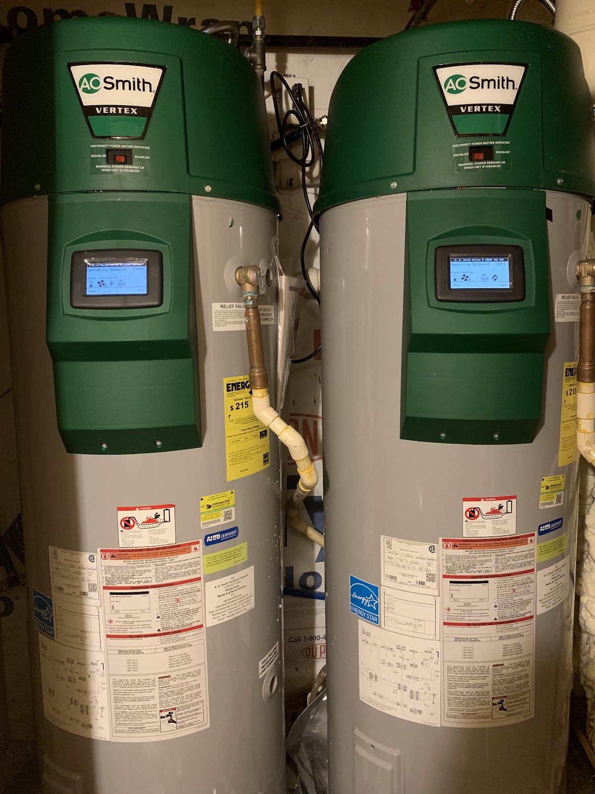 New high efficiency A. O. Smith water heaters installed by Pickell Plumbing